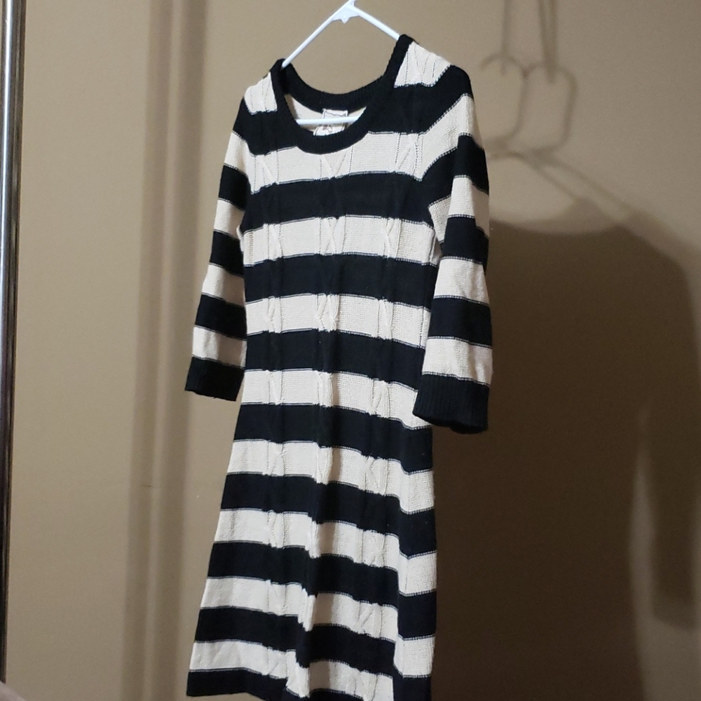 Cream and black long sweater